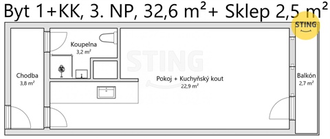 Prodej bytu 1kk, 33 m² 12