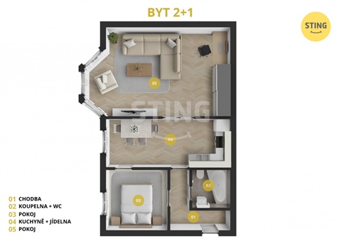 Prodej bytu 2+1, 64 m² - 2