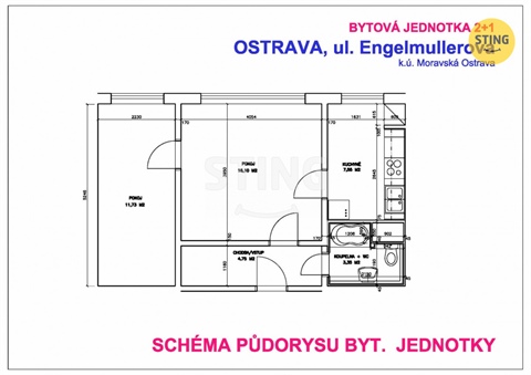 Pronájem bytu 2+1, 44 m² 2