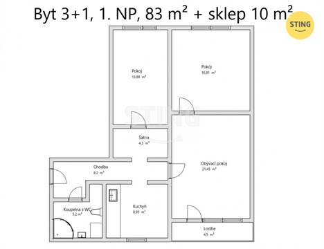 Prodej bytu 3+1, 78 m² 14