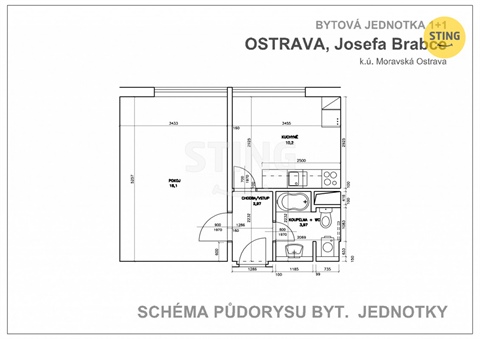 Pronájem bytu 1+1, 36 m² - 6