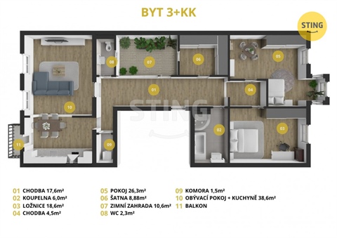 Prodej bytu 3kk, 134 m² 2