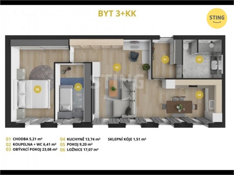 Pronájem bytu 3kk, 72 m² - 0