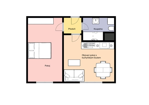 Pronájem bytu 2kk, 45 m² - 0