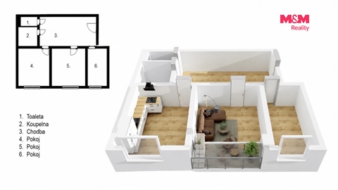 Prodej bytu 2+1, 58 m² - 0