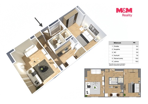 Prodej bytu 2+1, 51 m² - 0