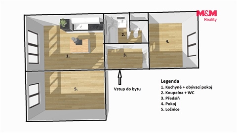 Pronájem bytu 3kk, 53 m² - 6