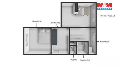 Prodej bytu 2+1, 49 m² 8