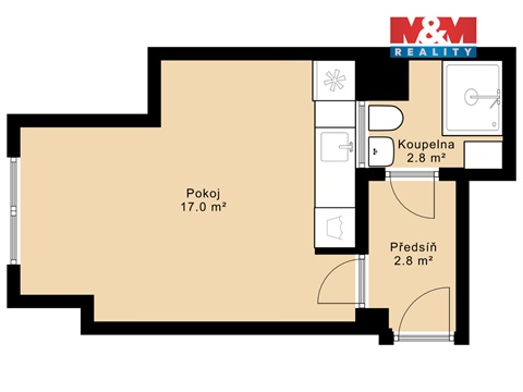 Prodej bytu 1kk, 25 m² - 0