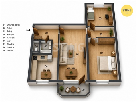 Prodej bytu 3+1, 76 m² - 2