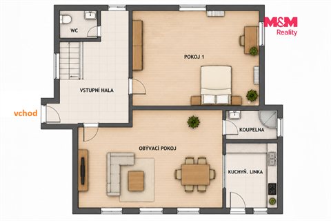 Pronájem bytu 2+1, 69 m² 2