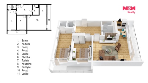 Prodej bytu 3+1, 60 m² 2