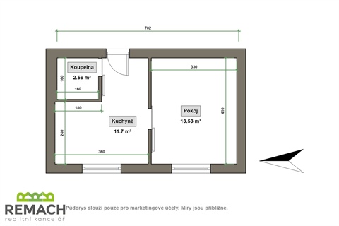 Pronájem bytu 1+1, 31 m² - 0
