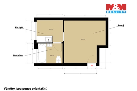 Pronájem bytu 1kk, 23 m² - 6