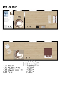 Prodej bytu 2kk, 65 m² - 2
