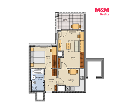 Prodej bytu 2+1, 56 m² - 0