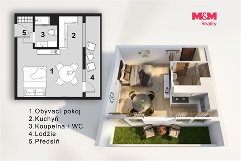 Prodej bytu 1kk, 26 m² - 2