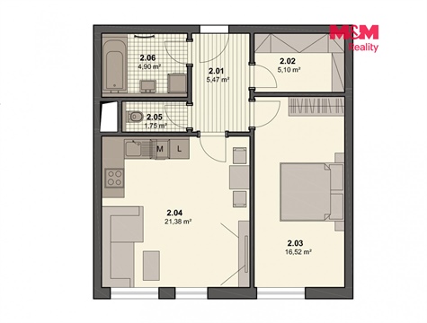 Pronájem bytu 2kk, 58 m² - 4