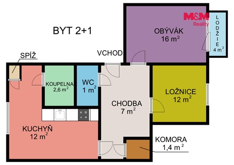 Prodej bytu 2+1, 54 m² - 0
