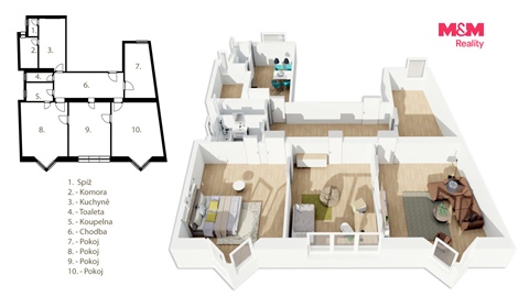 Pronájem bytu 4+1, 105 m² 2