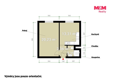 Pronájem bytu 2kk, 40 m² - 0