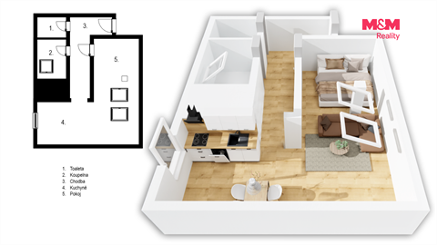 Prodej bytu 1kk, 56 m² 2