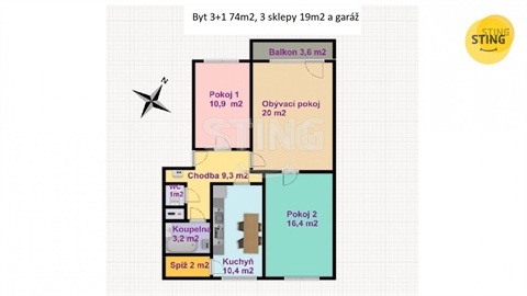 Prodej bytu 3+1, 74 m² - 22