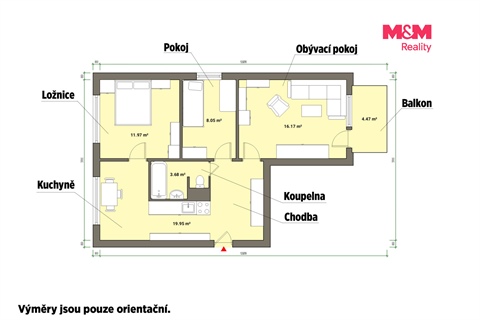 Prodej bytu 3+1, 60 m² - 2