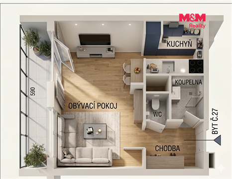 Prodej bytu 1kk, 43 m² 2