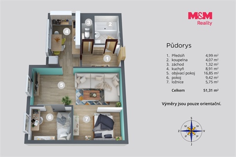 Prodej bytu 2+1, 51 m² - 6