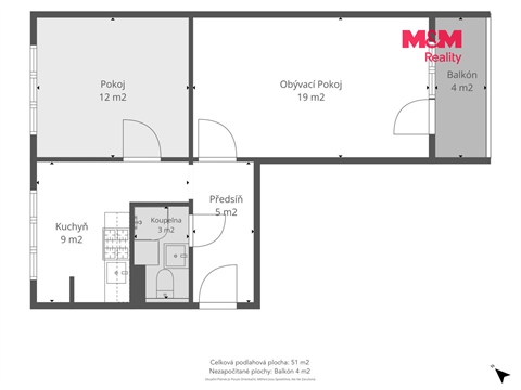 Prodej bytu 2+1, 49 m² 6