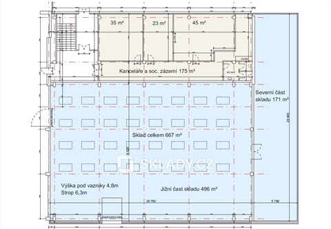 Pronájem skladu / haly, 677 m² - 2