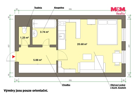 Pronájem bytu 1kk, 32 m² - 4