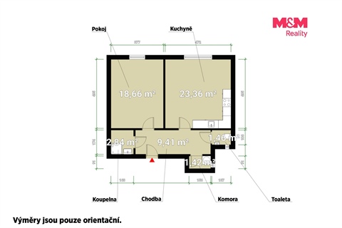 Pronájem bytu 2kk, 60 m² - 0