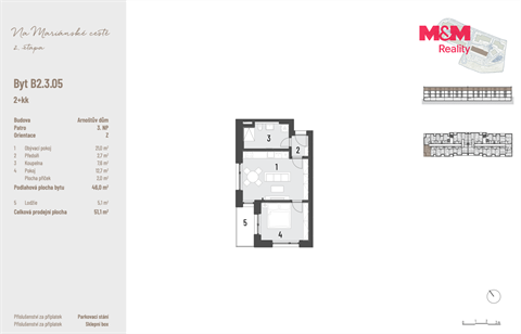 Prodej bytu 2kk, 46 m² 2
