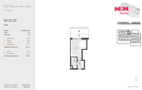 Prodej bytu 1kk, 33 m² 2
