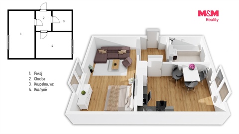 Prodej bytu 1+1, 51 m² - 0