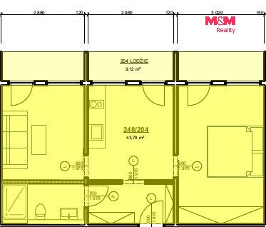 Prodej bytu 2+1, 44 m² - 0