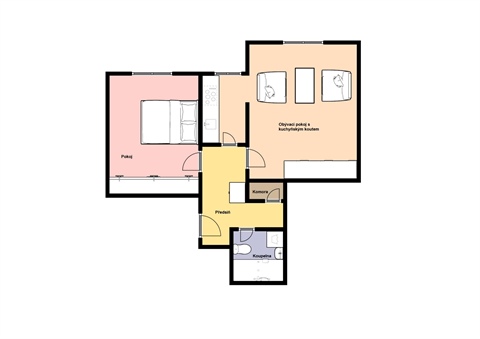 Pronájem bytu 2kk, 43 m² - 0