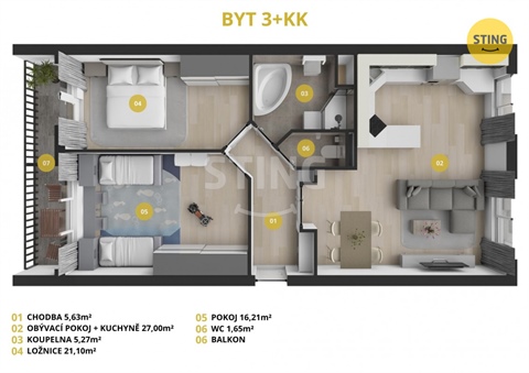 Prodej bytu 3kk, 71 m² 4