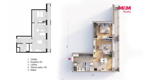 Prodej bytu 2kk, 56 m² - 4