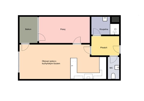Pronájem bytu 2kk, 46 m² - 0