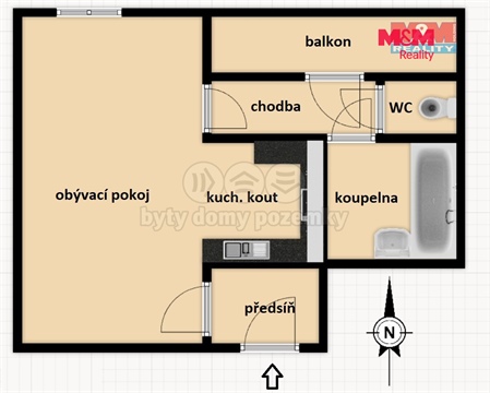 Pronájem bytu 1kk, 31 m² - 14