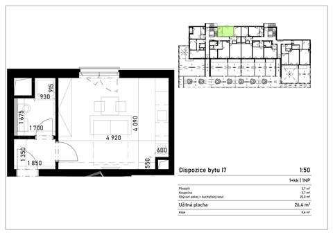 Pronájem bytu 1kk, 26 m² - 4