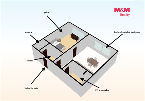 Pronájem bytu 2kk, 49 m² - 4