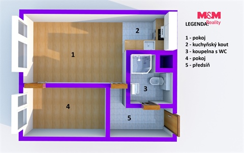 Prodej bytu 2kk, 39 m² - 2