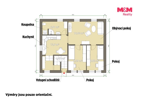 Pronájem bytu 3kk, 59 m² - 0