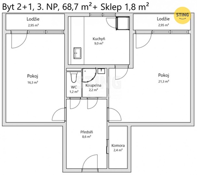Prodej bytu 2+1, 68 m² 22