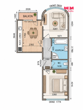 Pronájem bytu 2+1, 54 m² 28