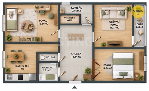 Prodej bytu 3+1, 82 m² - 0